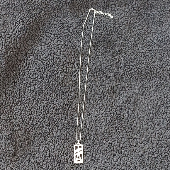 Brighton long silver statement necklace, with rhinestones, Eiffel Tower design. - Picture 4 of 5